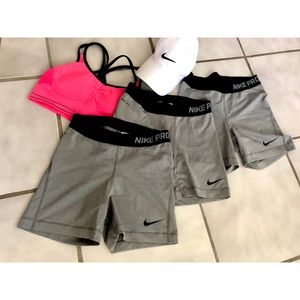 Nike Women’s Pro 5” Shorts- (3 pairs, orig $30 ea)